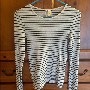 H & M grey and black striped long sleeve shirt